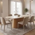 Dining table Karlino pakoworld sintered stone in travertine look-mdf natural color 180x90x76cm