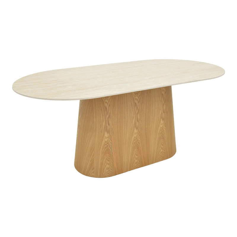 Dining table Karlino pakoworld sintered stone in travertine look-mdf natural color 180x90x76cm