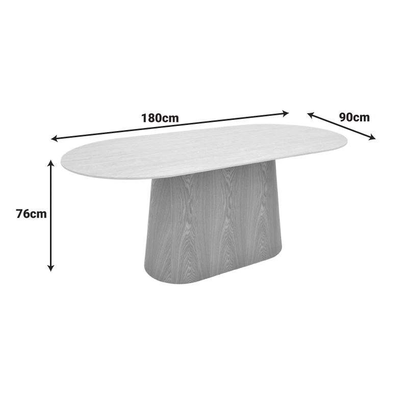 Dining table Karlino pakoworld sintered stone in travertine look-mdf natural color 180x90x76cm