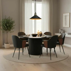 Τραπέζι Karulo pakoworld mdf σε μαύρη απόχρωση Φ120x76εκ