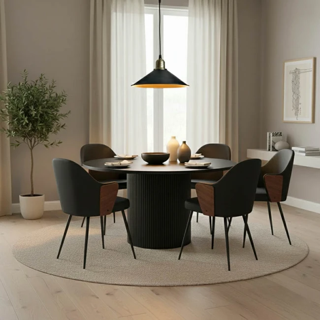 Τραπέζι Karulo pakoworld mdf σε μαύρη απόχρωση Φ120x76εκ