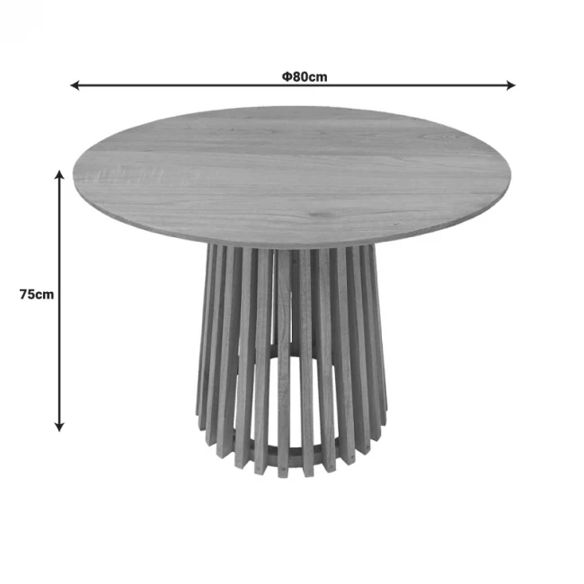 Τραπέζι Kenda pakoworld mindi ξύλο σε φυσική απόχρωση Φ80x75εκ