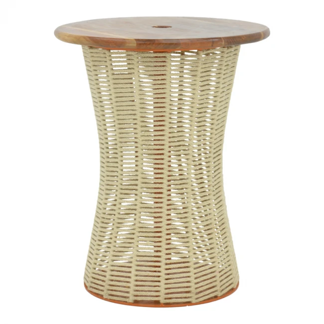 Table Lemelo pakoworld metal-sal wood-jute in ecru shade Φ61x76cm