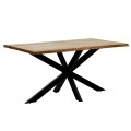 Miles pakoworld table solid acacia wood thickness 3.7-4cm in natural shade with black metal legs 180x90x76cm