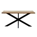 Miles pakoworld table solid acacia wood thickness 3.7-4cm in natural shade with black metal legs 180x90x76cm