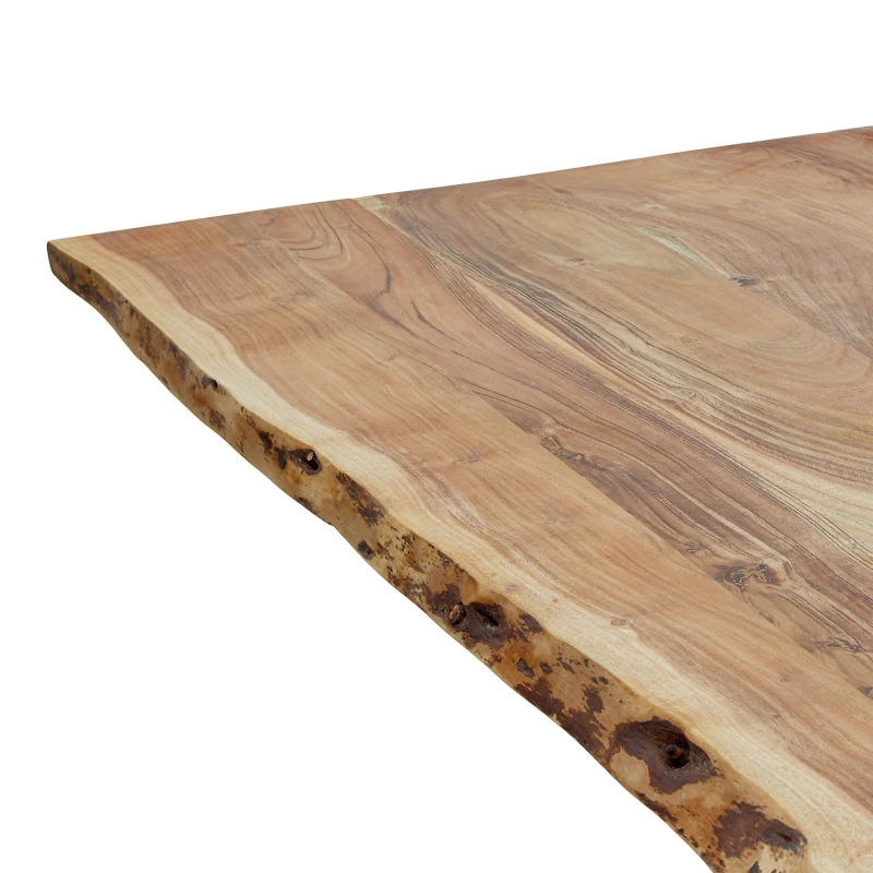 Miles pakoworld table solid acacia wood thickness 3.7-4cm in natural shade with black metal legs 180x90x76cm