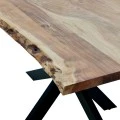 Miles pakoworld table solid acacia wood thickness 3.7-4cm in natural shade with black metal legs 180x90x76cm