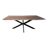 Miles pakoworld table solid acacia wood thickness 3.7-4cm in natural shade with black metal legs 200x100x76cm