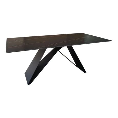 Mapele pakoworld table black marble finish with black metal legs 180x90x75cm