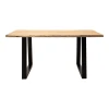 Miles pakoworld table solid acacia wood 3.7-4cm in natural shade with black metal legs 180x90x76cm