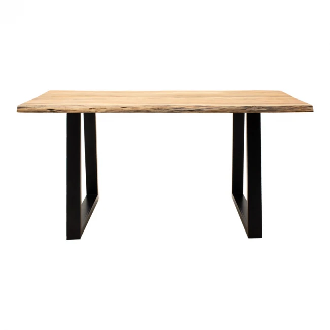 Miles pakoworld table solid acacia wood 3.7-4cm in natural shade with black metal legs 180x90x76cm