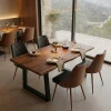 Miles pakoworld table solid acacia wood thickness 3.7-4cm in walnut shade with black metal legs 140x80x76cm