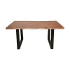 Miles pakoworld table solid acacia wood thickness 3.7-4cm in walnut shade with black metal legs 140x80x76cm