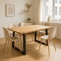 Miles Slim pakoworld table solid acacia wood 2.5cm in natural shade with black metal legs 140x80x76cm