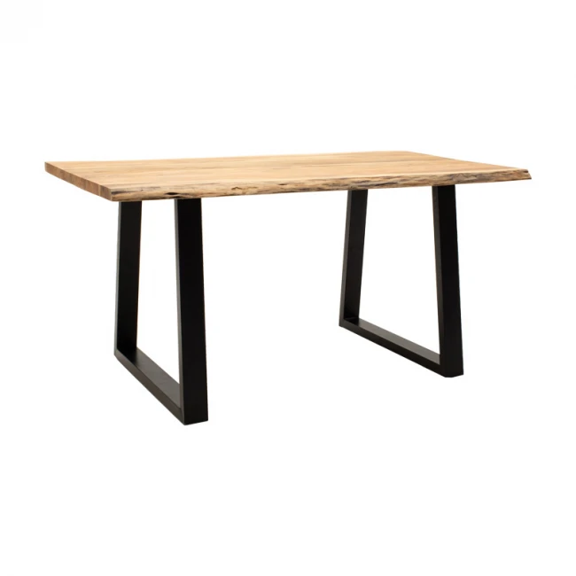 Miles Slim pakoworld table solid acacia wood in natural shade with black metal legs 160x90x76cm