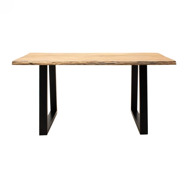 Miles Slim pakoworld table solid acacia wood in natural shade with black metal legs 160x90x76cm