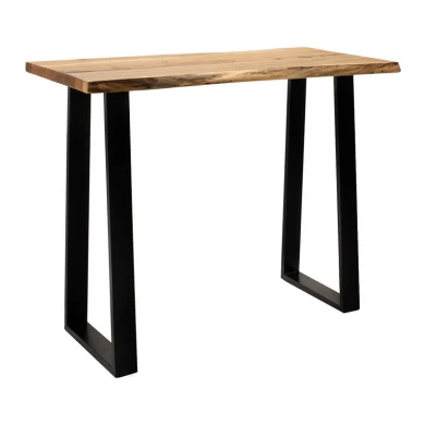Bar table Miles pakoworld solid acacia wood 3.7-4cm in natural shade with black metal legs 120x53x97cm