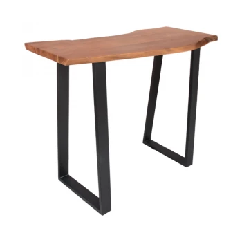 Bar table Miles pakoworld solid acacia wood 3.7-4cm in walnut color with black metal legs 120x53x97cm