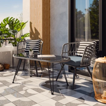 Naoki pakoworld table metal black-pe grey-glass 100x45x46cm