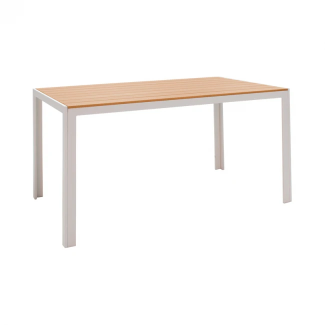 Nares pakoworld table aluminum white-polywood natural 140x80x72.5cm