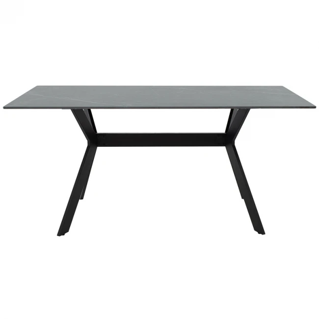 Τραπέζι Olivet pakoworld sintered stone μαύρο μαρμάρου-μαύρο 180x90x75εκ