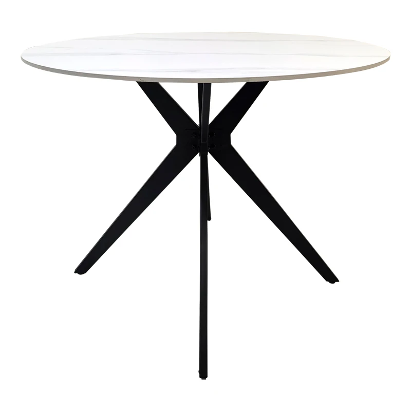 Orbital table pakoworld white matte marble sintered stone-black metal D100x76cm