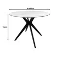 Orbital table pakoworld white matte marble sintered stone-black metal D100x76cm