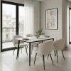 Τραπέζι Pembe pakoworld sintered stone λευκή όψη μαρμάρου με μαύρα μεταλλικά πόδια 120x70x75εκ