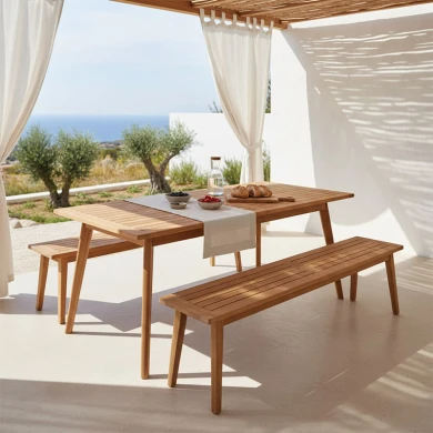 Τραπέζι Pino pakoworld επεκτεινόμενο teak ξύλο σε φυσική απόχρωση 180/240x100x75εκ