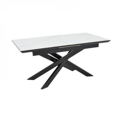 Τραπέζι Rogemi pakoworld sintered stone -γκρι mdf-μαύρο μέταλλο 160-200x90x75εκ