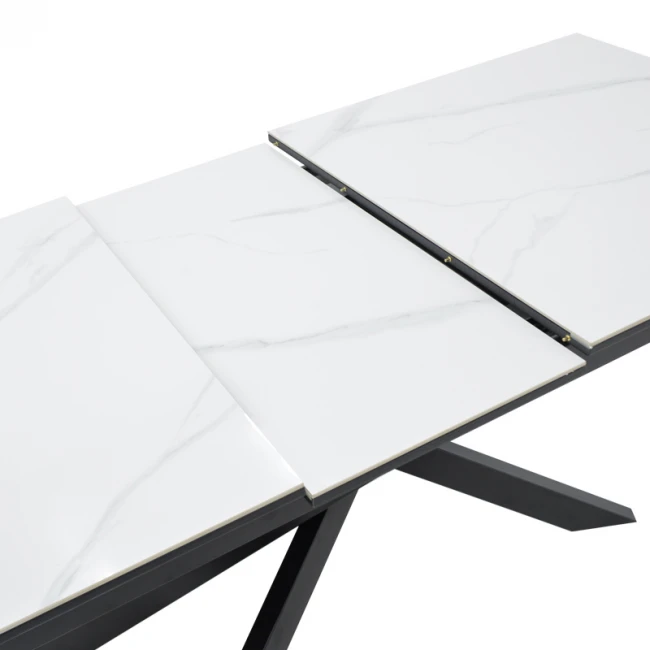 Τραπέζι Rogemi pakoworld sintered stone -γκρι mdf-μαύρο μέταλλο 160-200x90x75εκ