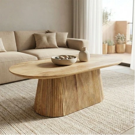 Aithra pakoworld coffee table, solid mango wood in natural shade, 120x60x42cm