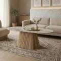 Aithra pakoworld coffee table, solid mango wood in a natural shade with marble top 120x60x45cm.