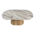 Aithra pakoworld coffee table, solid mango wood in a natural shade with marble top 120x60x45cm.