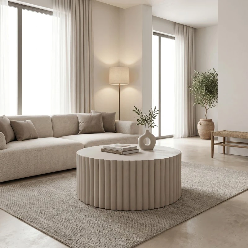 Coffee table Binero pakoworld MGO light grey D106x45cm