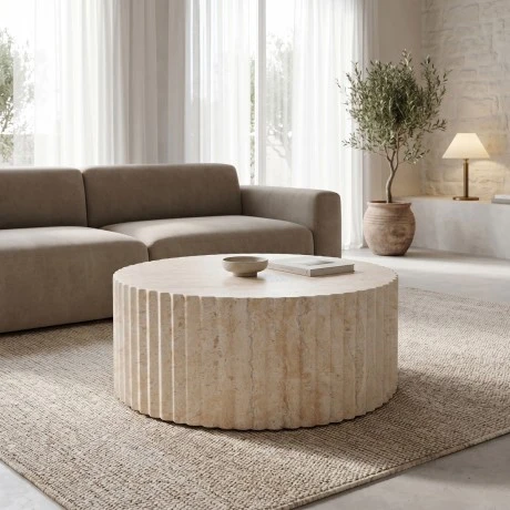 Coffee table Binero pakoworld MGO travertine look D106x45cm