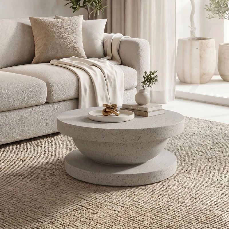 Coffee table Cerba pakoworld ecru MGO D70x30cm