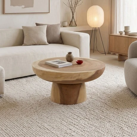 Chrissie coffee table pakoworld suar wood in natural shade D60x30cm