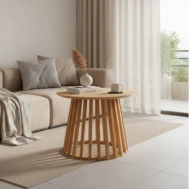 Τραπέζι σαλονιού Domonic pakoworld φυσικό Φ60x45εκ