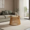Τραπέζι σαλονιού Domonic pakoworld mdf/pw σε φυσική απόχρωση Φ80x45εκ