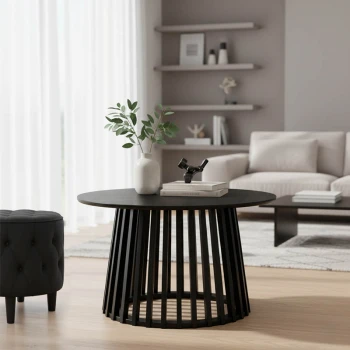 Τραπέζι σαλονιού Domonic pakoworld mdf σε μαύρη απόχρωση Φ80x45εκ