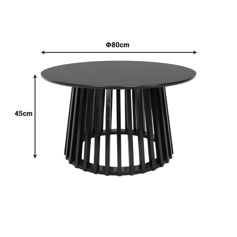 Coffee table Domonic pakoworld mdf in black color D80x45cm