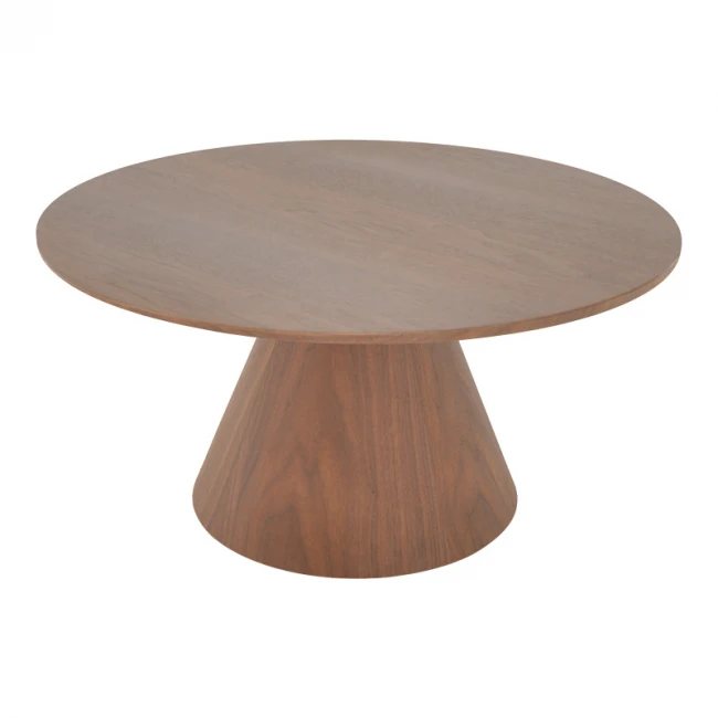 Τραπέζι σαλονιού Donda pakoworld mdf-μέταλλο σε καρυδί απόχρωση Φ80x40εκ