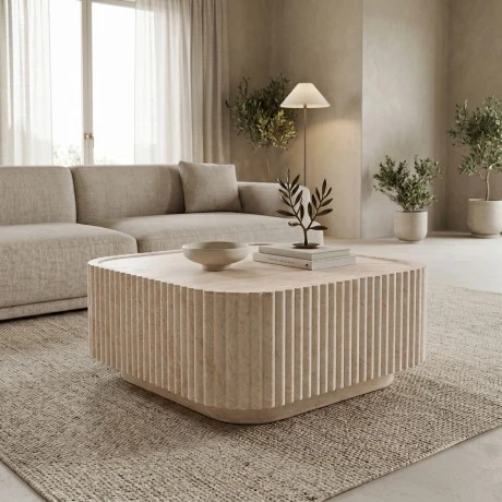 Coffee table Doric pakoworld MGO travertine look 80x80x38cm