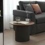 Τραπέζι σαλονιού Dovel pakoworld mdf σε καρυδί-μαύρο μέταλλο Φ70x45εκ