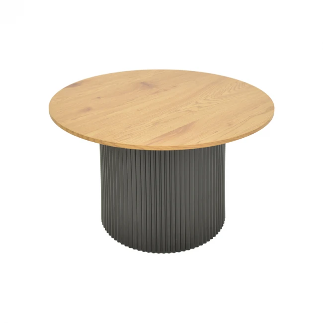 Τραπέζι σαλονιού Dovel pakoworld mdf σε sonoma-μαύρο μέταλλο Φ70x45εκ