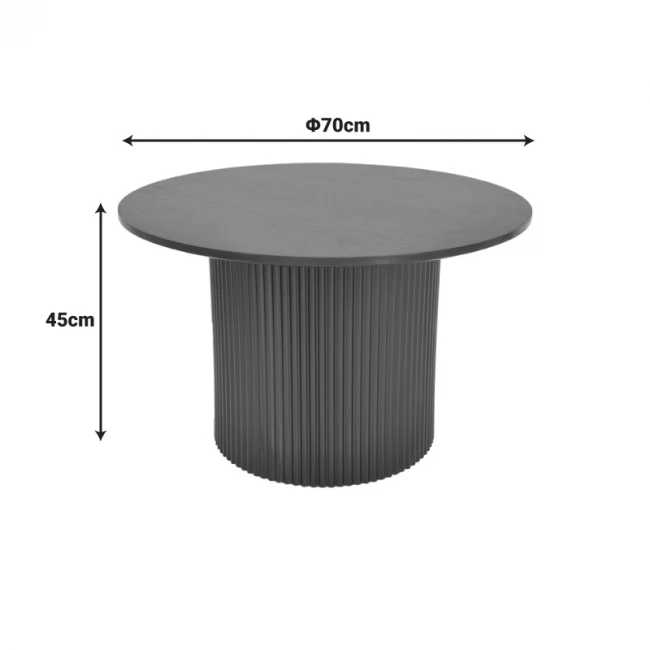Τραπέζι σαλονιού Dovel pakoworld mdf σε sonoma-μαύρο μέταλλο Φ70x45εκ