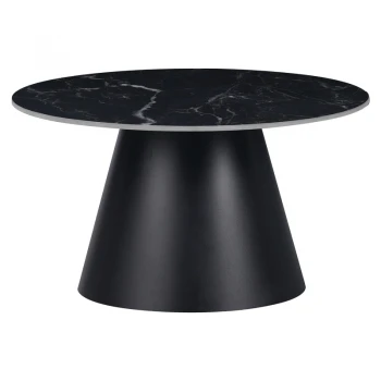 Fabrin Inart coffee table black marble sintered stone-black metal D70x40cm