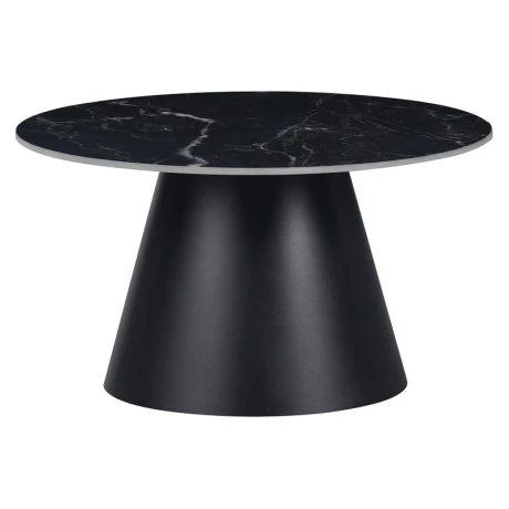 Fabrin Inart coffee table black marble sintered stone-black metal D70x40cm