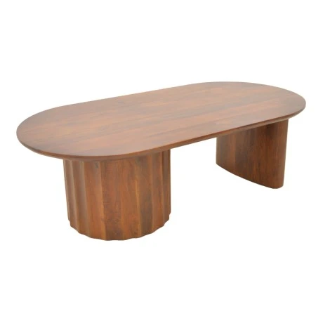 Coffee table Flute pakoworld solid mango wood walnut 130x65x40cm